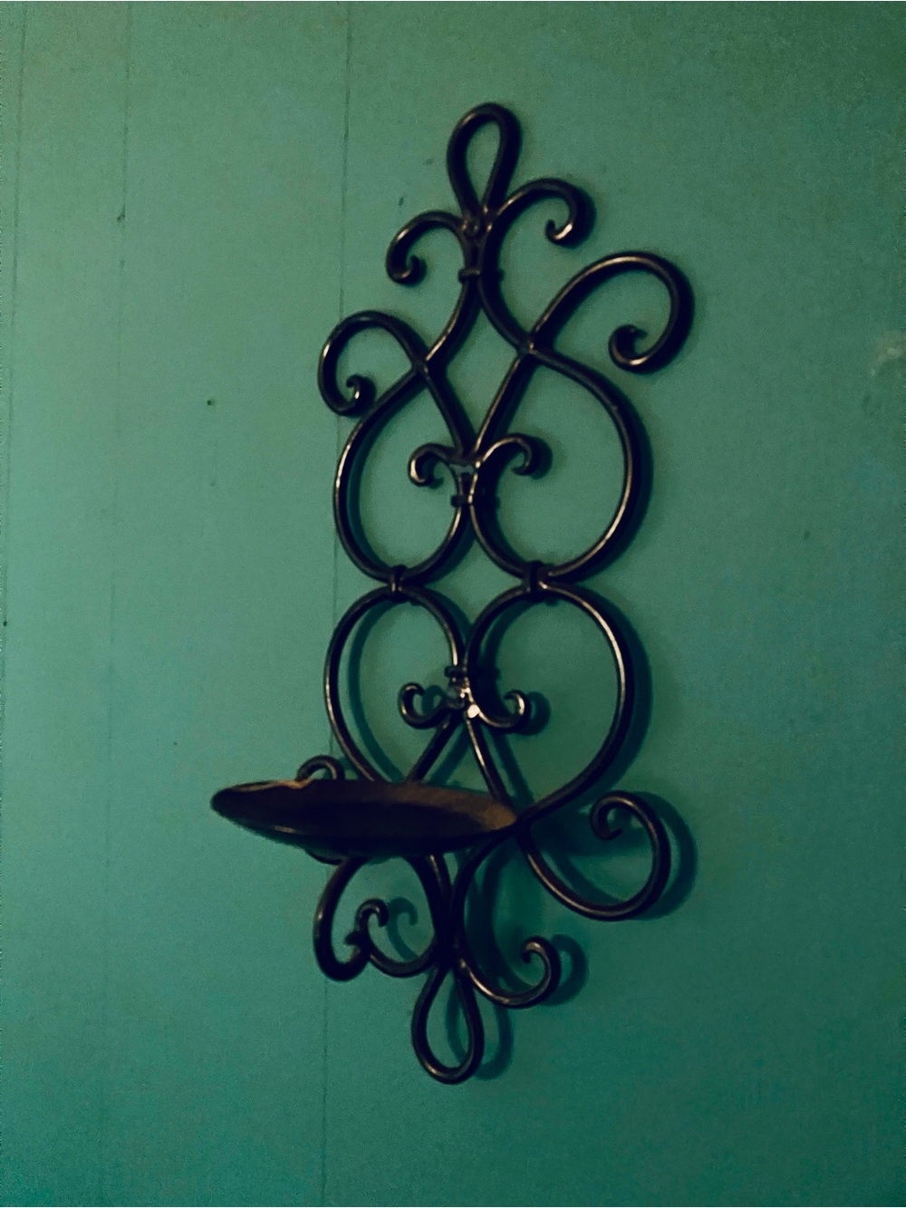 Decorative Black Metal Wall 3” Candle Sconce - Elegant Scroll Design